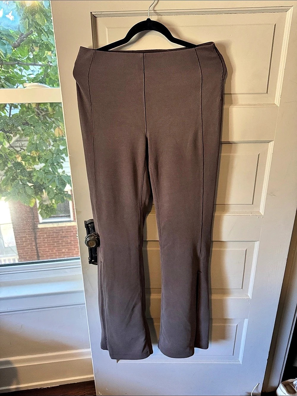 Lululemon Brushed Softstreme Ribbed Zip Flared Pant Taupe Size 8